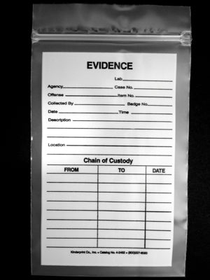 Resealable Evidence Zip Top Bags With Chain of Custody