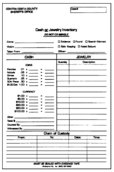 Cash or Jewelry Envelope